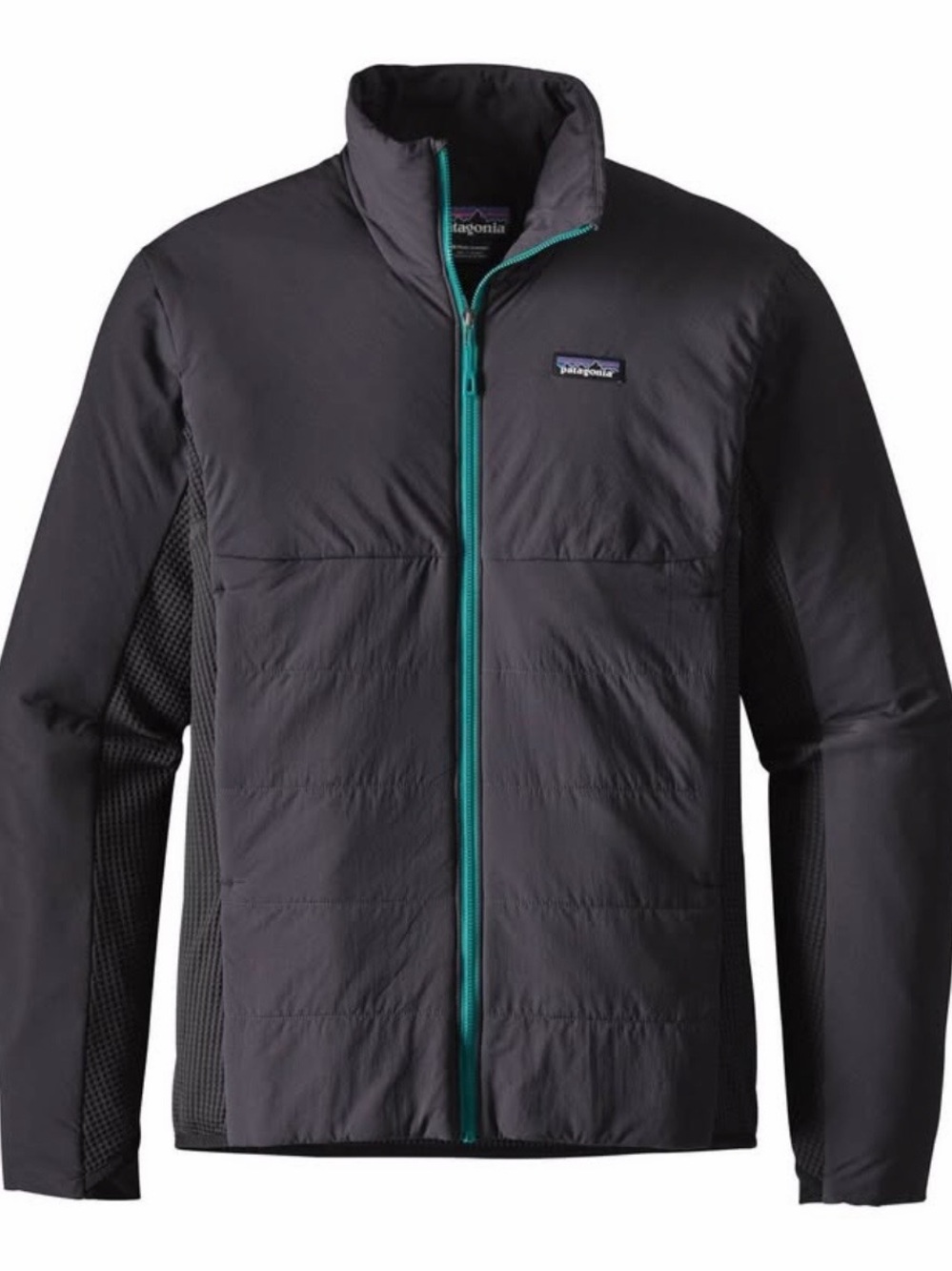 Patagonia Men's Nano- Air Hybrid Gray Jacket with Teal Zipper